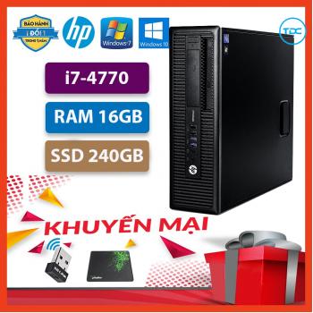 Case máy tính để bàn HP 600G1 CPU core i7 4770 Ram 16GB ổ cứng SSD 240GB. Tặng USB thu Wifi + Bàn di chuột, Bảo hành 12 tháng